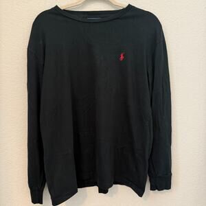 Polo Ralph Lauren Mens Long Sleeve T-Shirt Red Pony Logo Black Medium